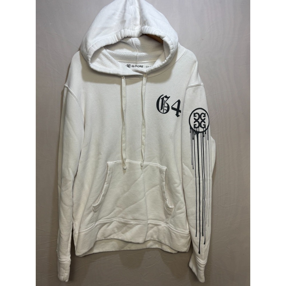 G/Fore Pullover Hoodie Mens White Chasing Birdies Cotton Kangaroo Pockets M